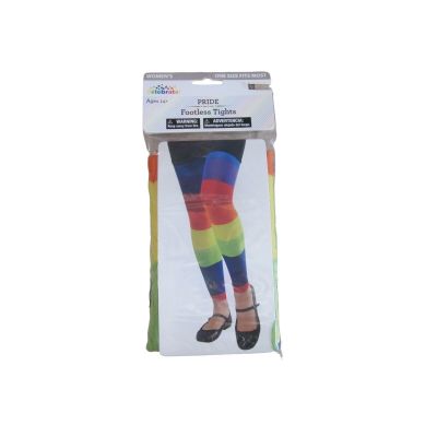 NEW CELEBRATE Rainbow Pride Clown Multi Color Footless Tights ONE SIZE